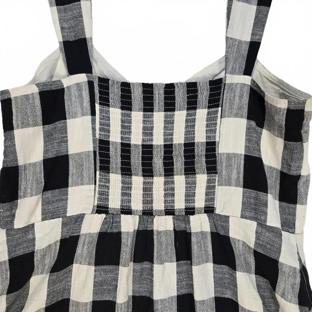Rachel Roy XXL Black White Gingham Cotton Midi Dress Button Front Pockets - Picture 3 of 9